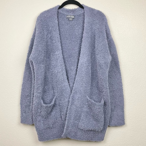 Barefoot Dreams Women’s Medium Cozy Chic Knit Open Front Cardigan Sweater Purple - Picture 1 of 16